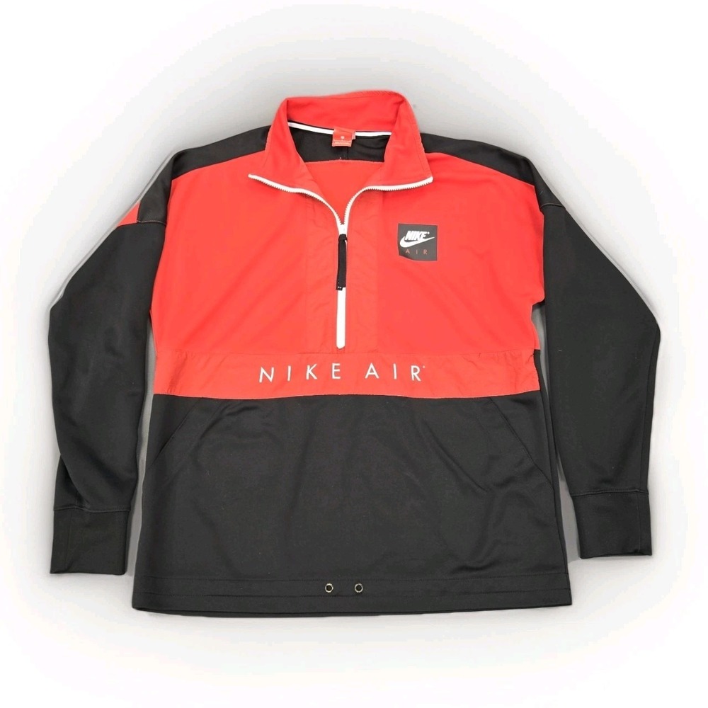 Retro Nike Air Heritage 1/2 Zip Pullover Top Red & Black Size Large RARE VTG